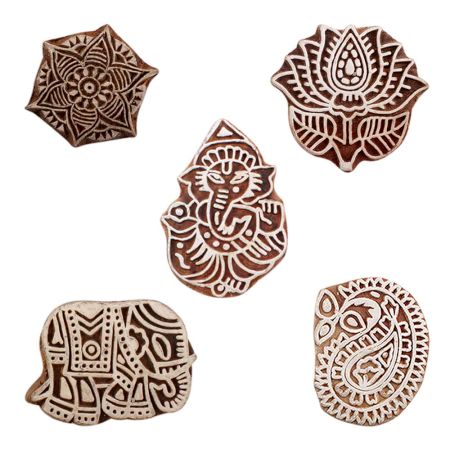 Set of 5 Piece New Mix Wooden Printing Blocks